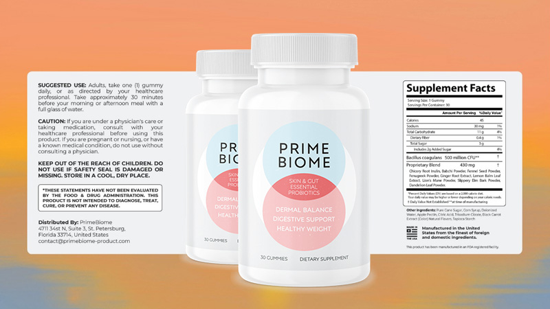 PrimeBiome supports gut health with a probiotic/prebiotic blend, but the 430 mg proprietary dose may be modest.